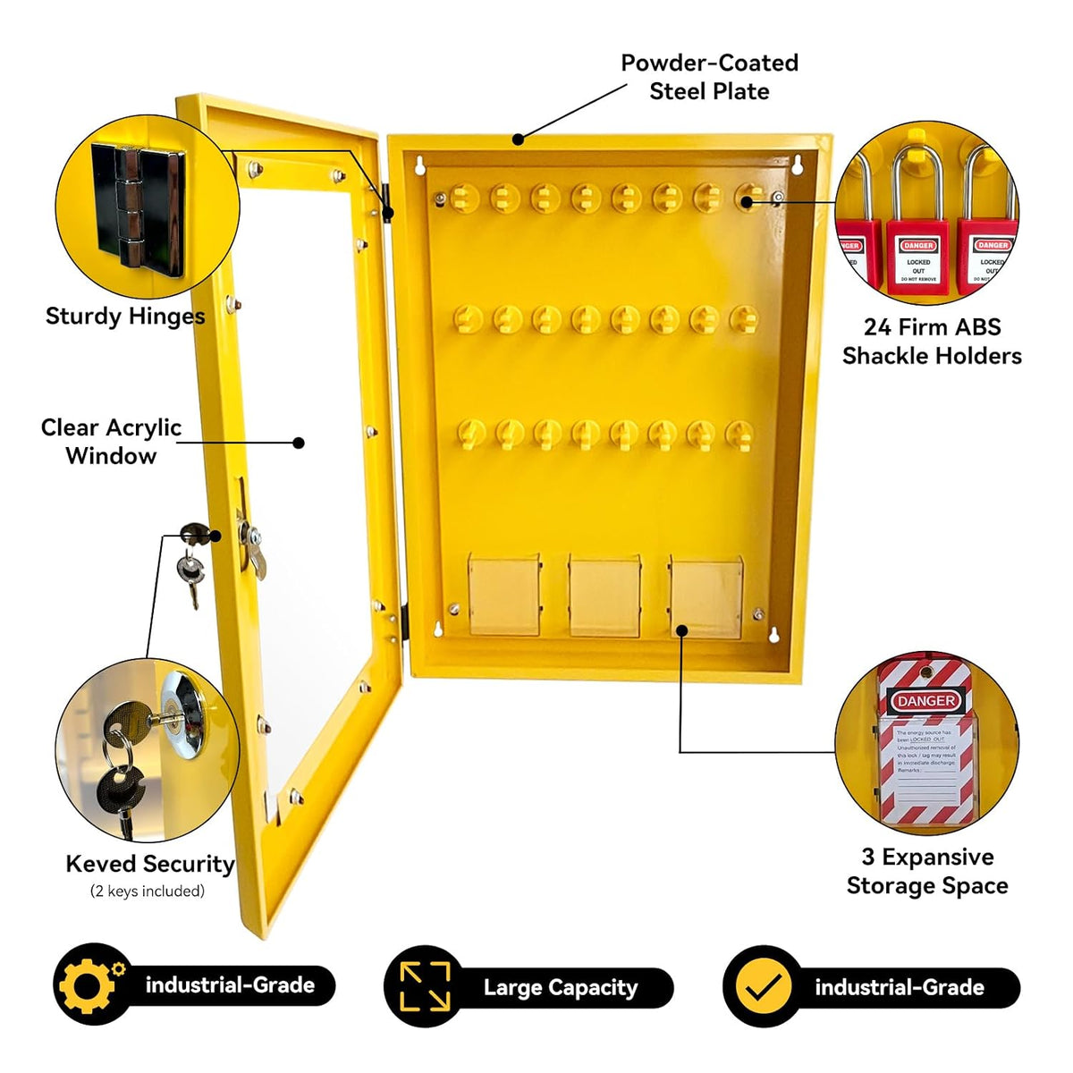 BULANGD Lockout Tagout Station Loto Kit 138 Pieces Steel Lockout Hasp Safety Padlocks Nylon Cable Tie Safety Tags Tools for Industrial