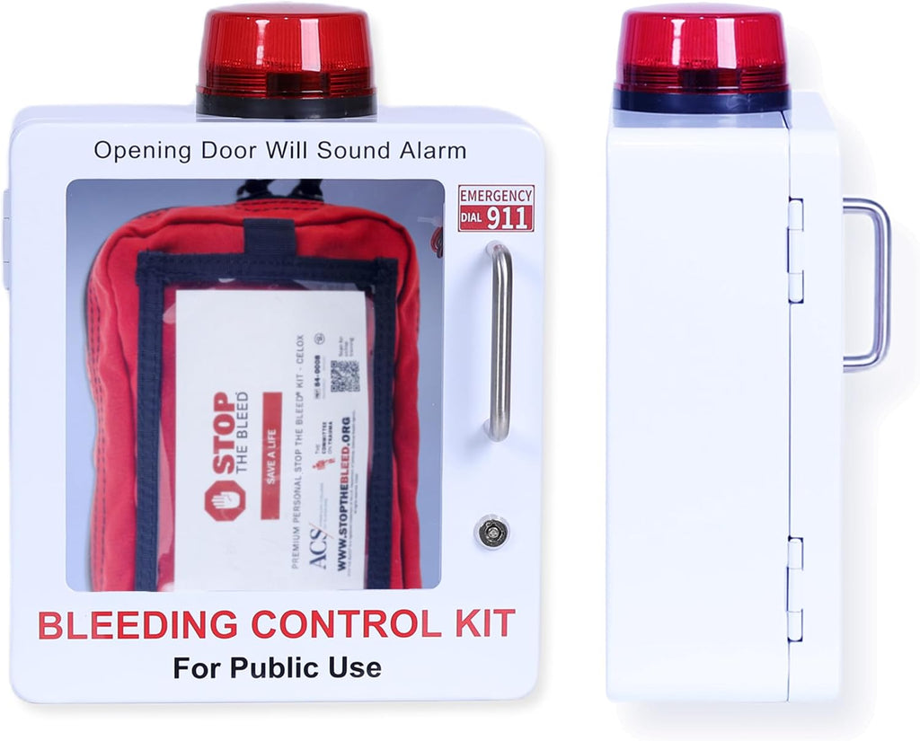 Bleeding Control Kit Emergency Wall Mount Cabinet | Fits Most Standard Bleeding Kits Including Stop the Bleed | Bleeding Kit not Included (White)