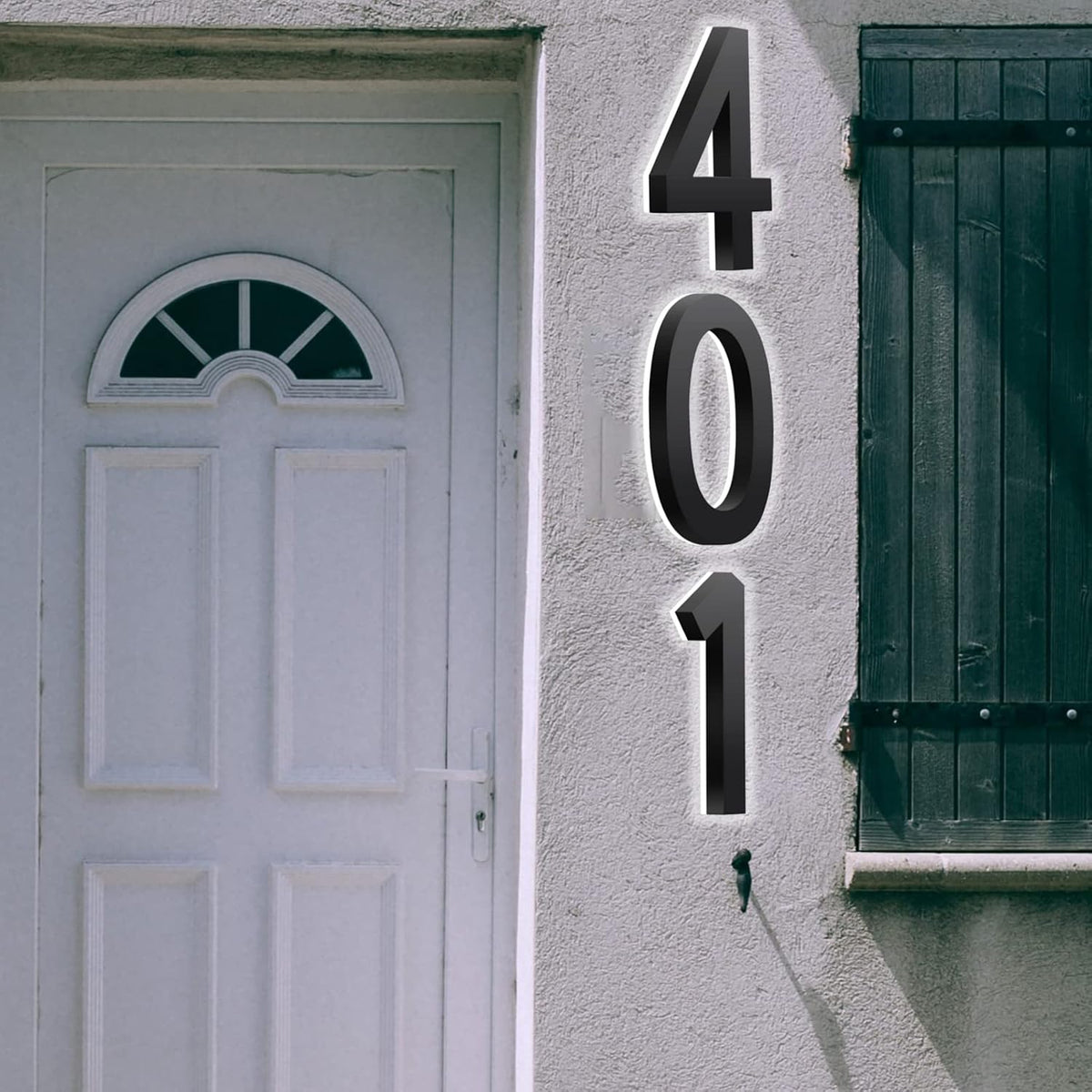 Illuminated LED House Numbers For Outside, 20' Backlit LED Home Address Numbers, Matt Black Finish, Lighted Adresse Civique Plaque, Outdoor, Modern,P