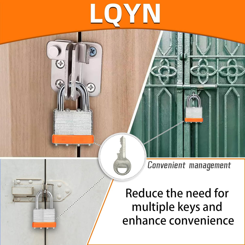 Padlocks with Same Key, LQYN 48 Pcs Laminated Keyed Padlock (1-9/16', 40mm), Keyed Alike Locks, Normal Shackle, for Storage Locker, Hasp Latch, Toolbox, Sheds