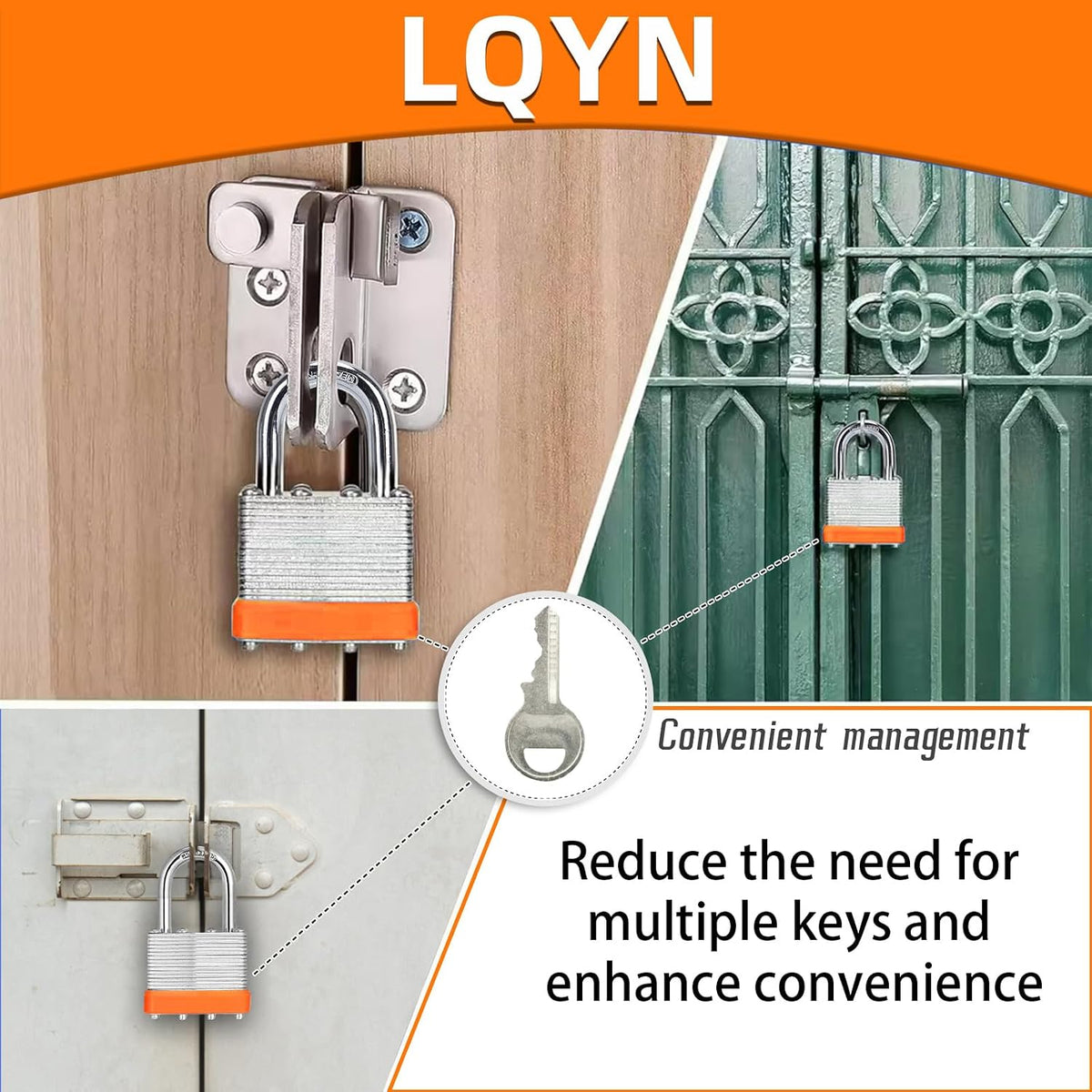 Padlocks with Same Key, LQYN 100 Pcs Laminated Keyed Padlock (1-9/16', 40mm), Keyed Alike Locks, Normal Shackle, for Storage Locker, Hasp Latch, Toolbox, Sheds