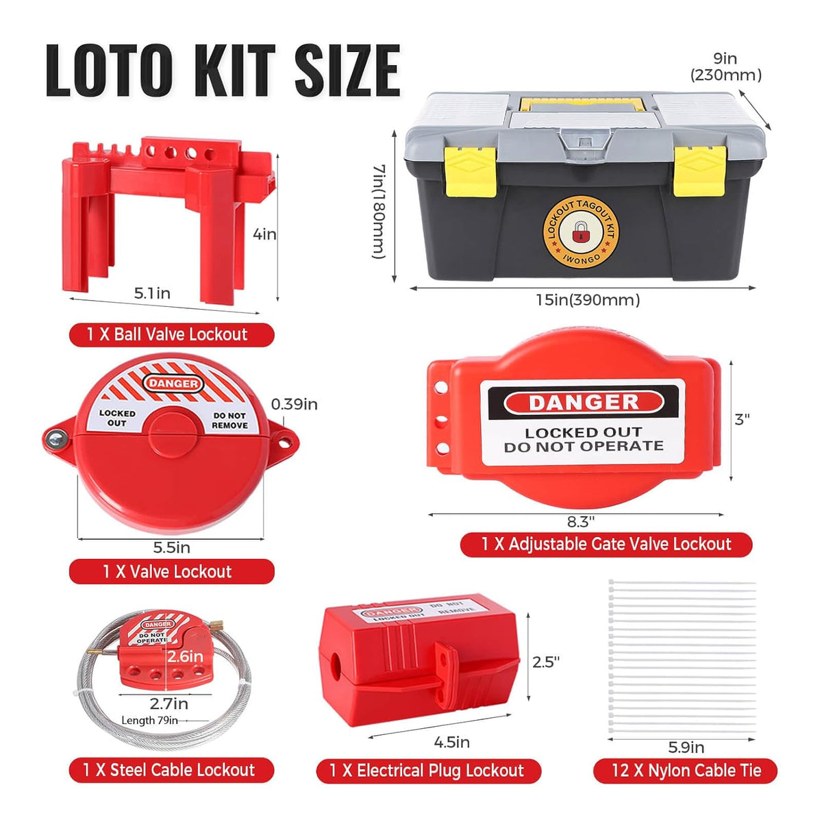 50 PCS Lockout Tagout Kit, OSHA Compliant Electrical Loto Kit, Safety Padlocks, Circuit Breaker Lockouts, Valve Lock, Hasp & Loto Tags, Industrial Safety Electrical & Mechanical