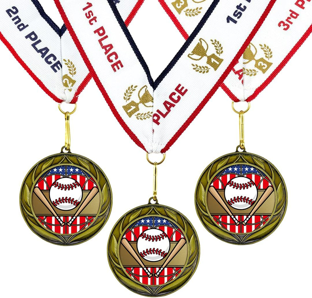 All Quality Baseball Softball Wreath Design Medal - 1st, 2nd, 3rd Place