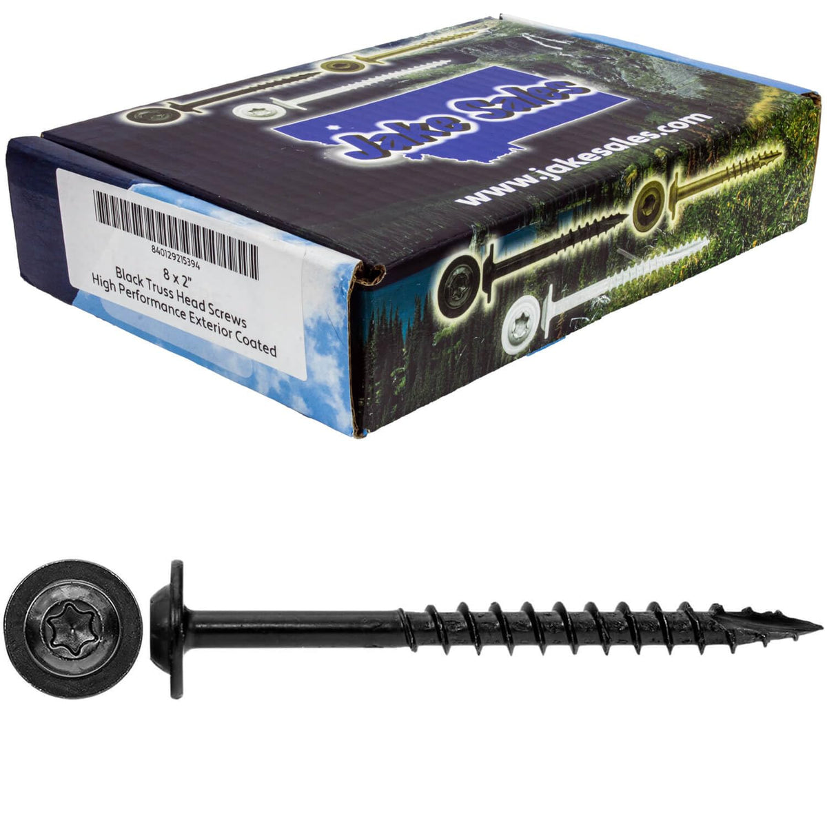 8 x 2 Black Round Truss Head Multipurpose Exterior Coated Modified Cabinet Wood Screw - 5 Pounds Case - 5625 Screws