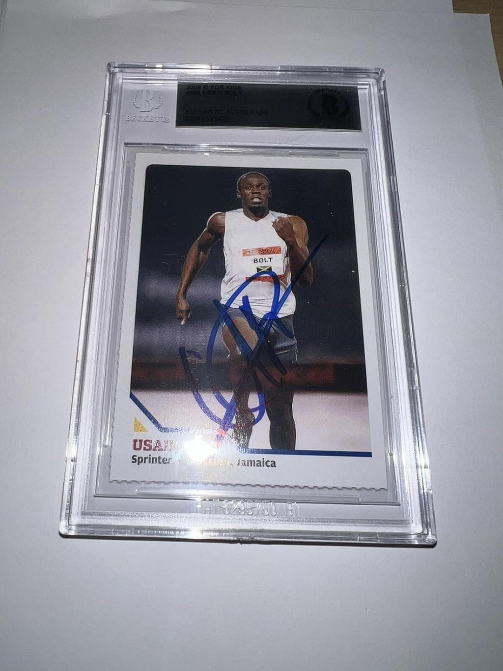 Usain Bolt Signed 2008 SI For Kids Trading Card Rookie Medal Beckett #4 - Autographed Olympic Cards
