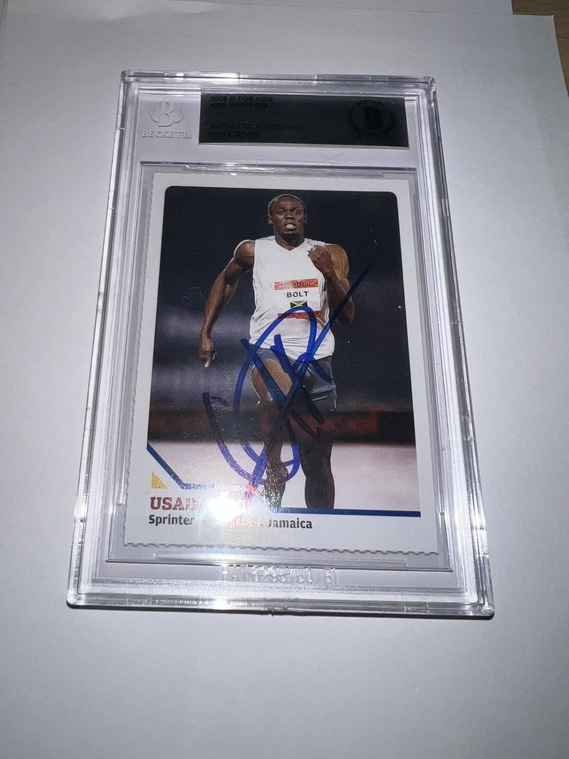 Usain Bolt Signed 2008 SI For Kids Trading Card Rookie Medal Beckett #4 - Autographed Olympic Cards