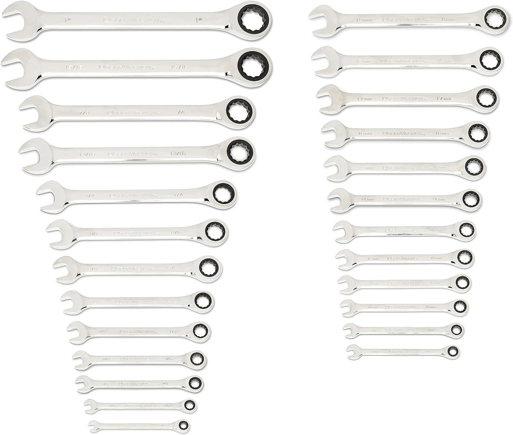 GEARWRENCH 25 Pc. Combination Ratcheting Wrench Set, SAE/MM - 86700