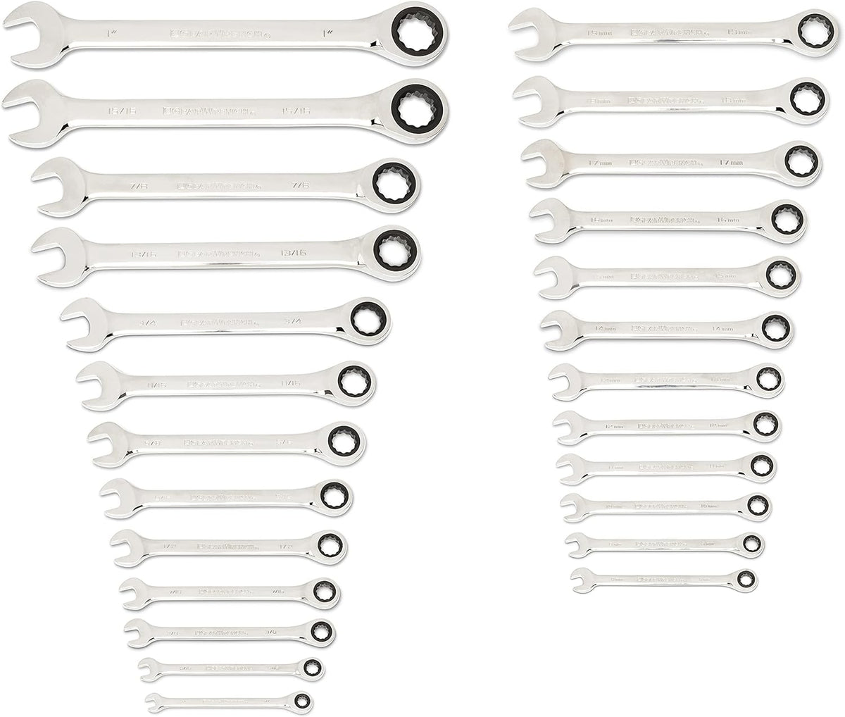 GEARWRENCH 25 Pc. Combination Ratcheting Wrench Set, SAE/MM - 86700