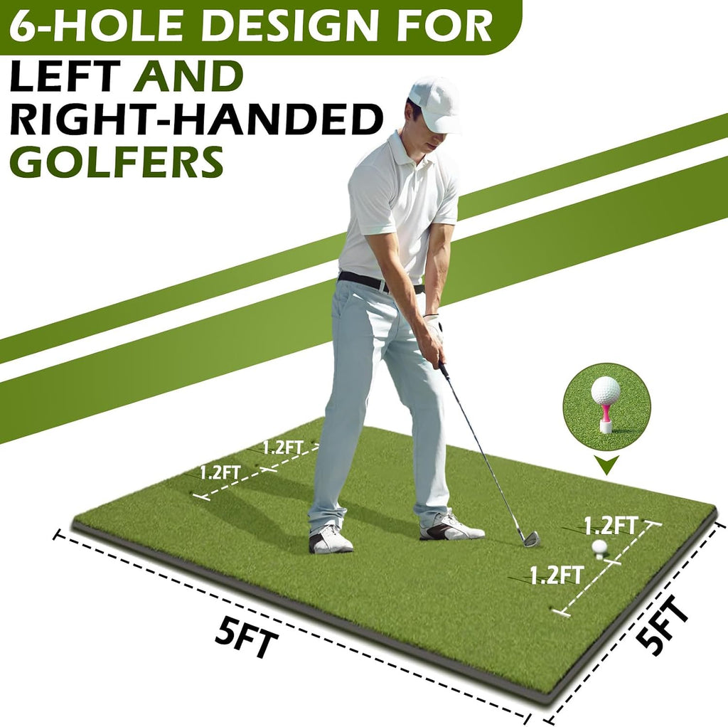Bearwill Golf Mat 31mm, 5x4ft/5x5ft Elite Golf Hitting Mats for Practice Outdoor Indoor, High-Elasticity Artificial Turf Mat for Garage Simulator Chipping Driving Training