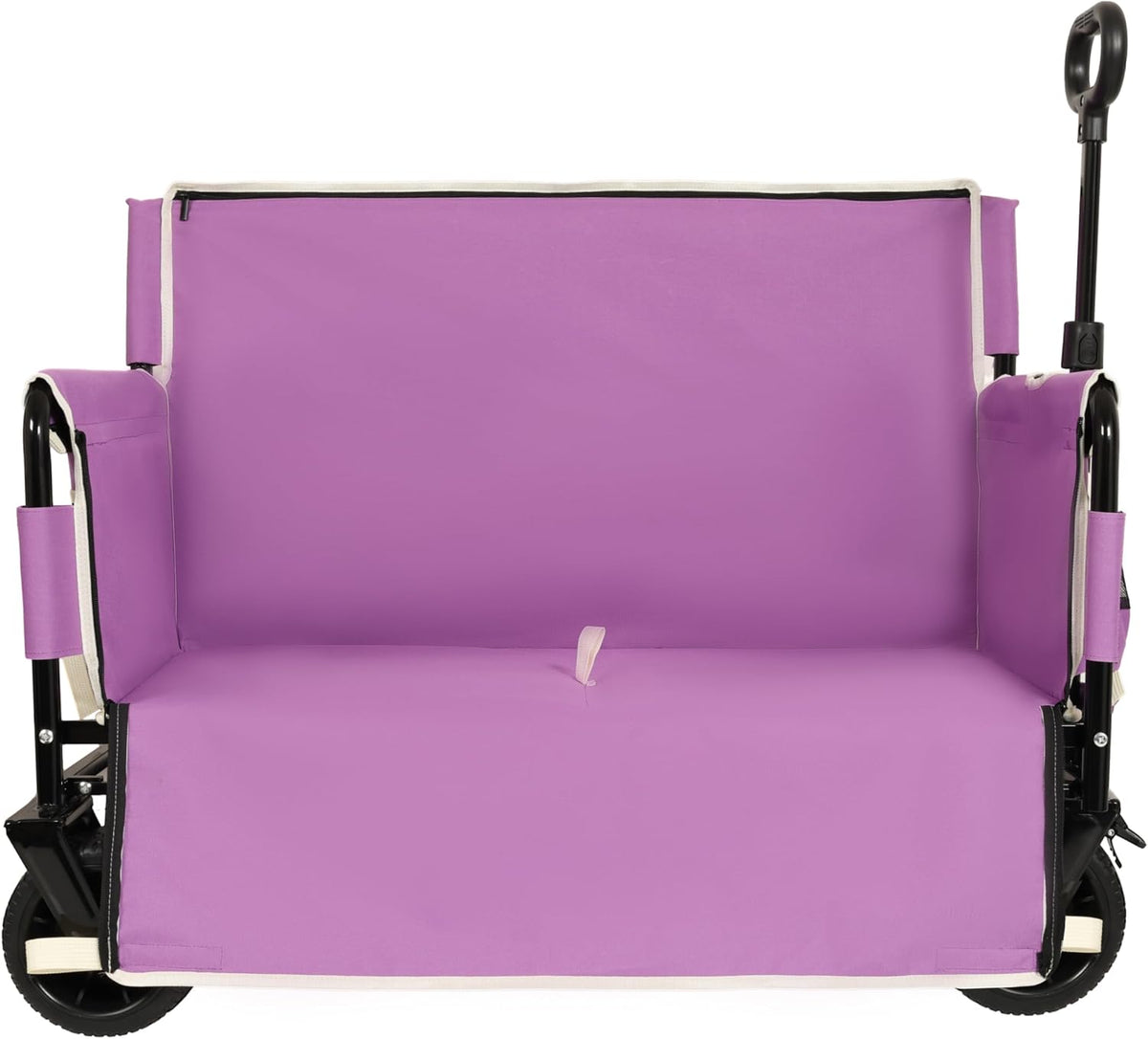 3-in-1 Heavy-Duty Convertible Folding Wagon Cart with Bench Seat & Storage – 500lb Capacity, 180L All-Terrain Wagon for Camping, Beach, Sports, & Garden – 360° Swivel Wheels (Purple)