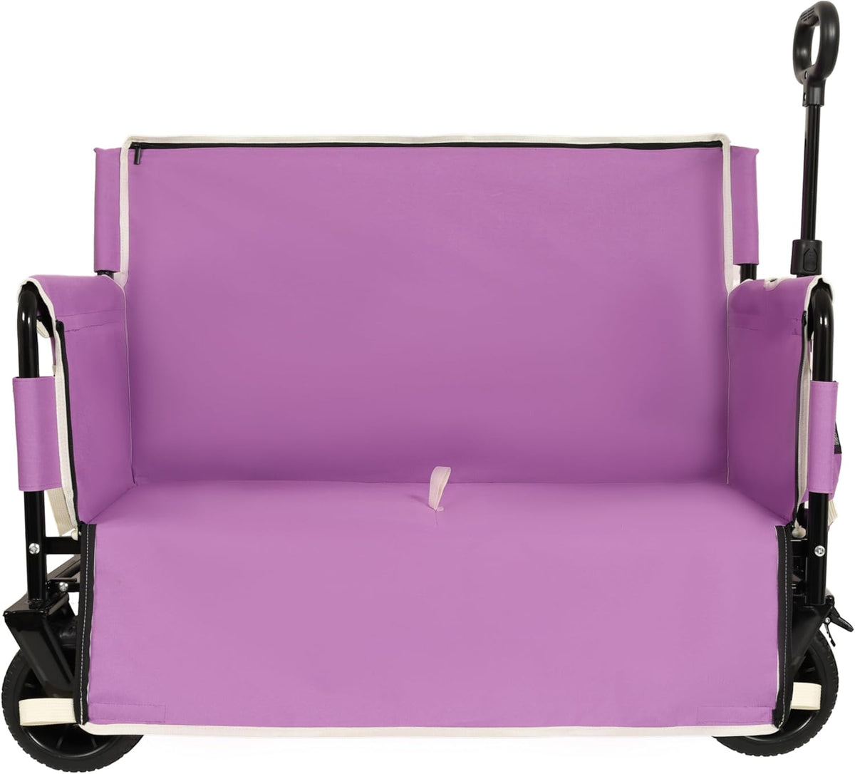 3-in-1 Convertible Folding Wagon Cart with Bench Seat & 180L Storage - 500lbs Heavy-Duty All-Terrain Wagon for Camping, Beach, Sports & Garden Use (Purple)