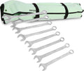 OEMTOOLS 22121 8-PC Metric Jumbo Combination Wrench Set, 33mm-50mm, 12 Pt. Box End Metric Wrench Set, 15° Offset Wrenches, Chrome Plated Finish with Wrench Roll