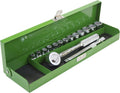 SK Tools USA 3/8' Drive, 15 Piece, 6 Point, Standard Metric Chrome Socket Set in Classic Metal Box: 7MM - 19MM | 94516