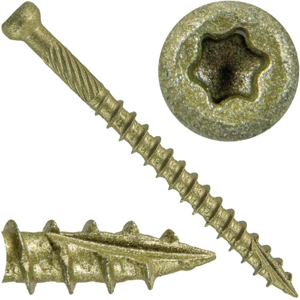Jake Sales #7 x 2 Bronze Coated Multipurpose Wood Screw Torx/Star Tiny Finish Head (Full Box ~4000 Screws) Exterior Coated - ACQ Compatible Wood Screws