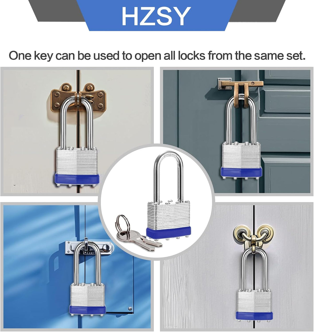 Padlocks Keyed Alike, Pack of 48, Laminated Steel Keyed Lock (1-9/16', 40mm), Padlocks with Same Key, Long Shackle, for Toolbox, Locker & StorageUnit or More