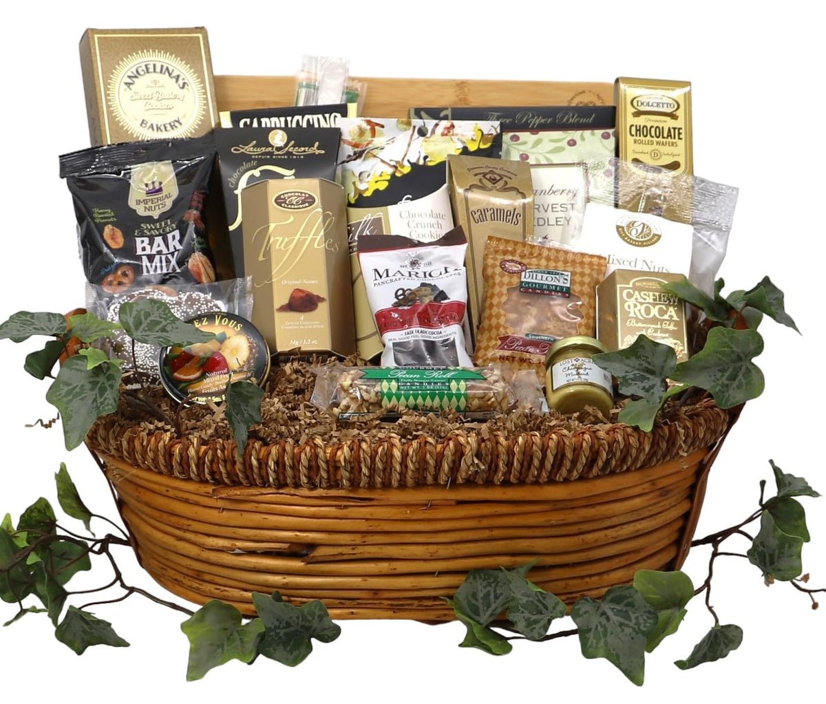 Gift Basket Village: The Grandest of Them All - Deluxe Medium Gift Basket with Gourmet Snacks & Treats