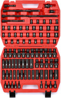 MIXPOWER 3/8'' Drive Master Impact Socket Set, 87-Piece Deep & Standard SAE and Metric,CR-MO, 1/4-Inch to 3/4-Inch and 6-19 mm, Impact Universal Sockets, Inverted Star Sockets, Extension Bar & Adapter