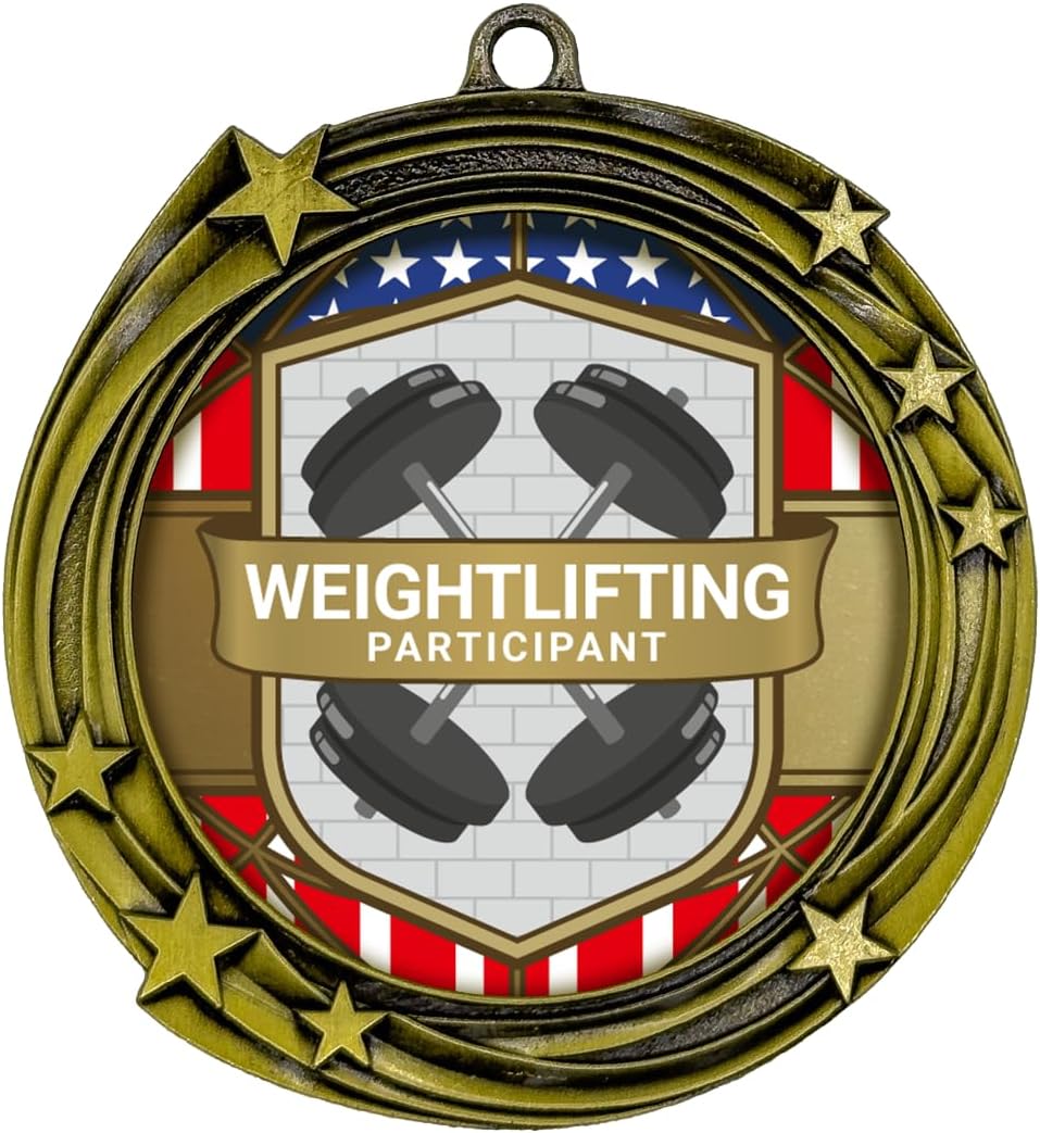 All Quality Stars Design Weightlifting Medal | Competition Metal Medal - 1st, 2nd, 3rd Place