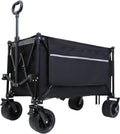 Foldable GCart with Heavy Duty Wheels 480lbs Load Capacity, Portable Utility Wagon for Camping, Sports, Groceries, Black