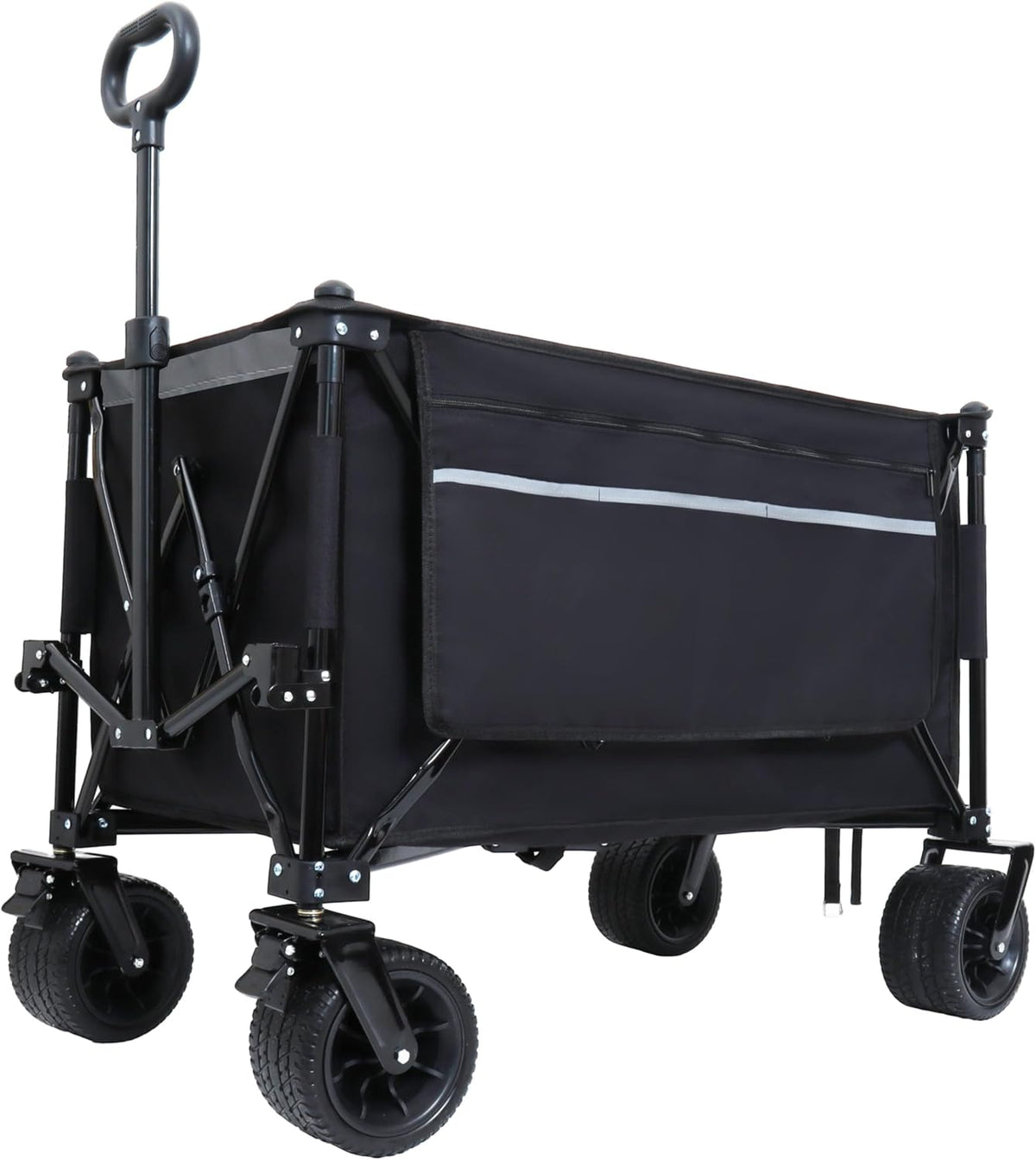 Foldable GCart with Heavy Duty Wheels 480lbs Load Capacity, Portable Utility Wagon for Camping, Sports, Groceries, Black