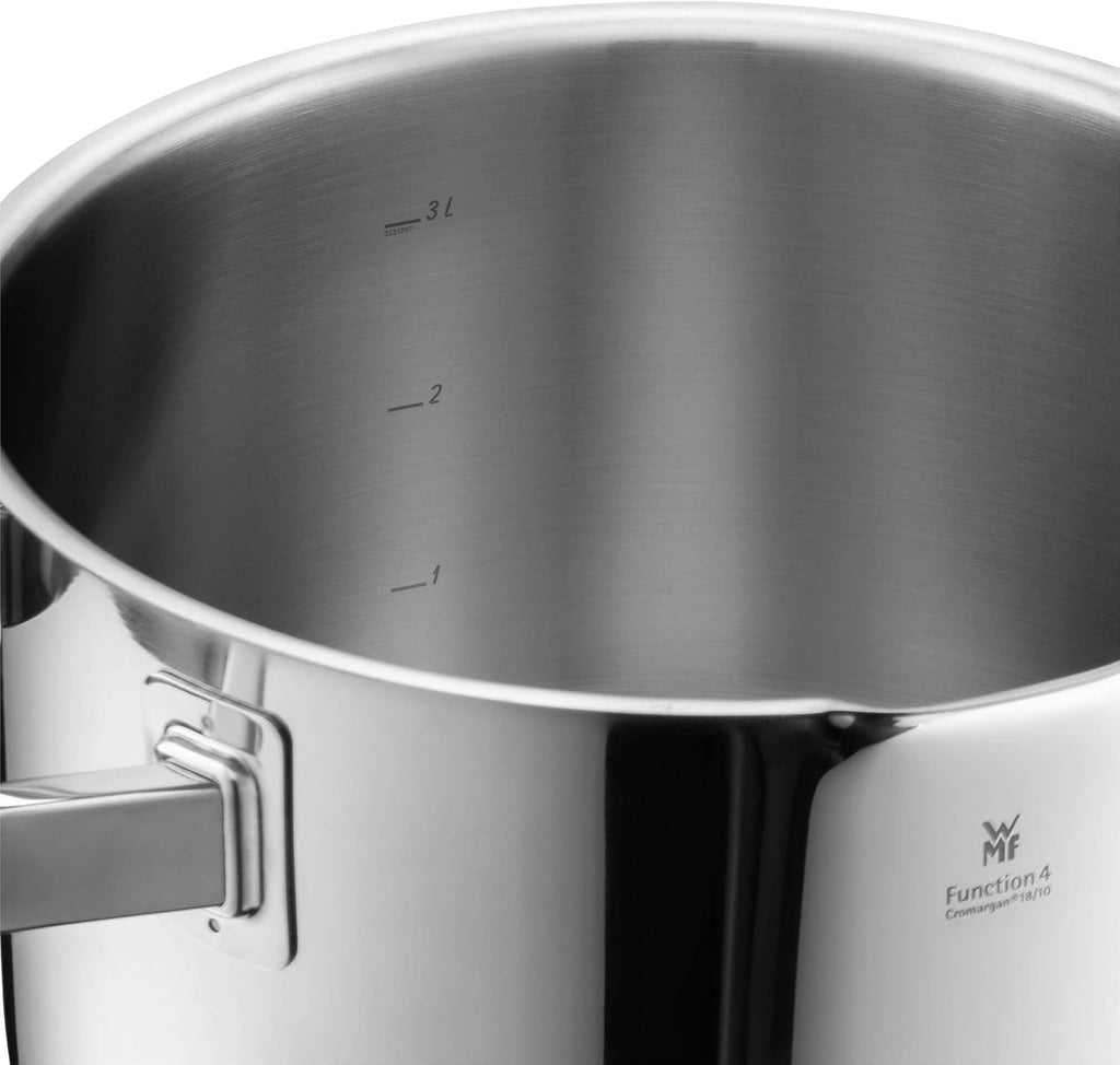 WMF 760056380 Function 4 Cookware Set with Steamer Insert, Stainless Steel, Transparent, 20 cm, 5 Units