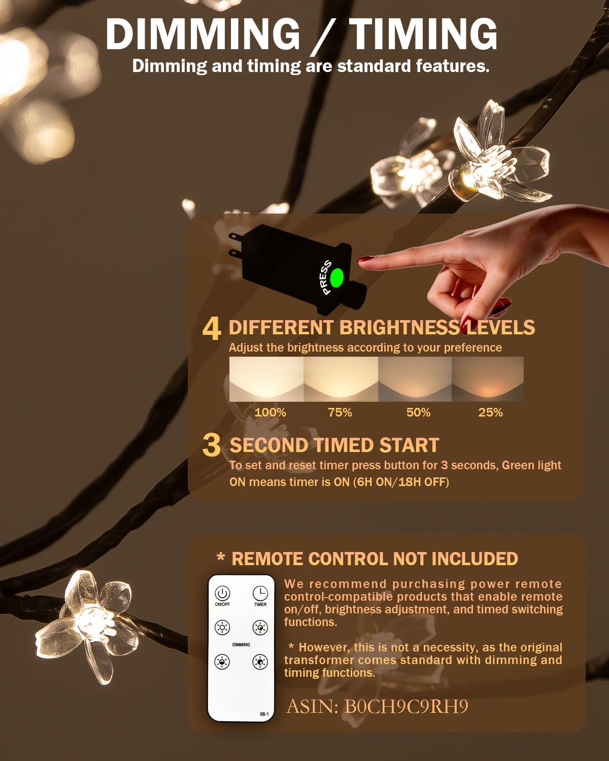 TYBEEU 4ft 5ft 6ft Lighted Cherry Blossom Tree Set, Total 568 Warm White LED (144/184/240), Each Tree Works Independently, Dimmable, Indoor Outdoor Home Garden Christmas Wedding Holiday Decor