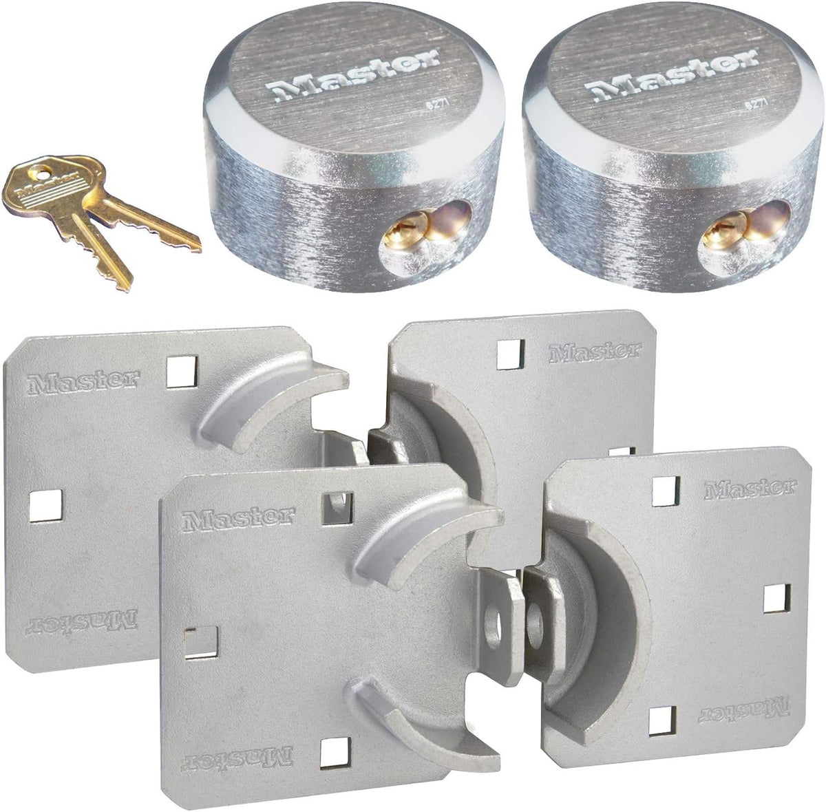 Master Lock - Hasp/Hidden Shackle Keyed Alike Padlocks w/ 4 Keys, 770-6271NKA-2 w/BumpStop Technology