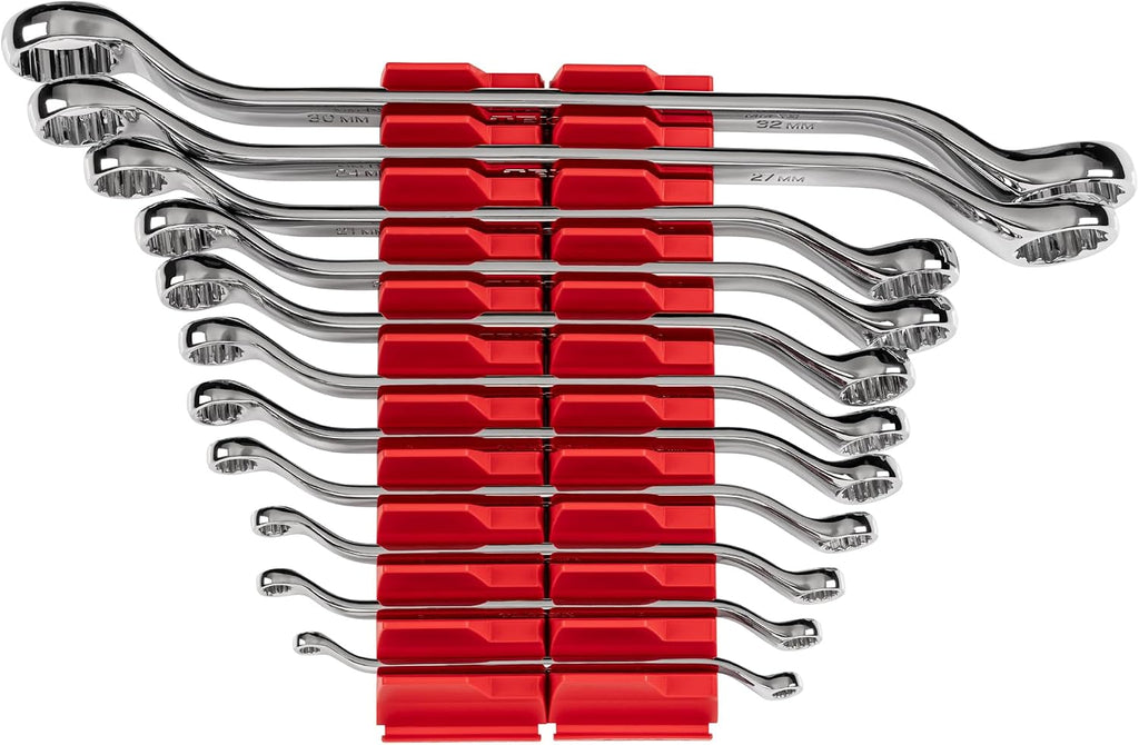 TEKTON 45-Degree Offset Box End Wrench Set with Modular Organizers, 11-Piece (6-32 mm) | WBE95202