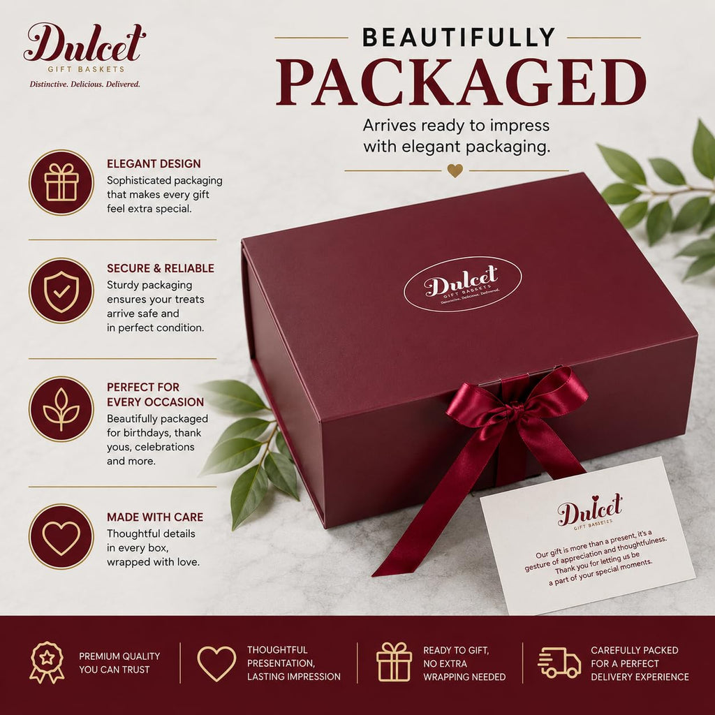 Dulcet Thank You & Congratulations Gift Basket – Gourmet Food Gift Basket with Fresh Brownies, Cookies & Pastries – Appreciation Gifts for Teachers, Students, Employees, Co-Workers, Friends & Family