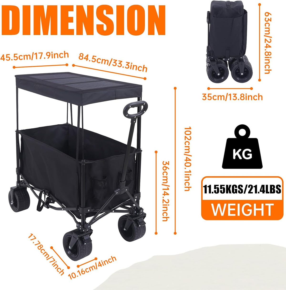 Nice C Chair with Canopy, Chair with Shades, Camping Chair, Sports Chairs, Beach Chair, w/Removable Footrest 2-Pack+Wagons Carts Foldable, Foldable Wagon, Collapsible Wagon with Solar Panel Canopy