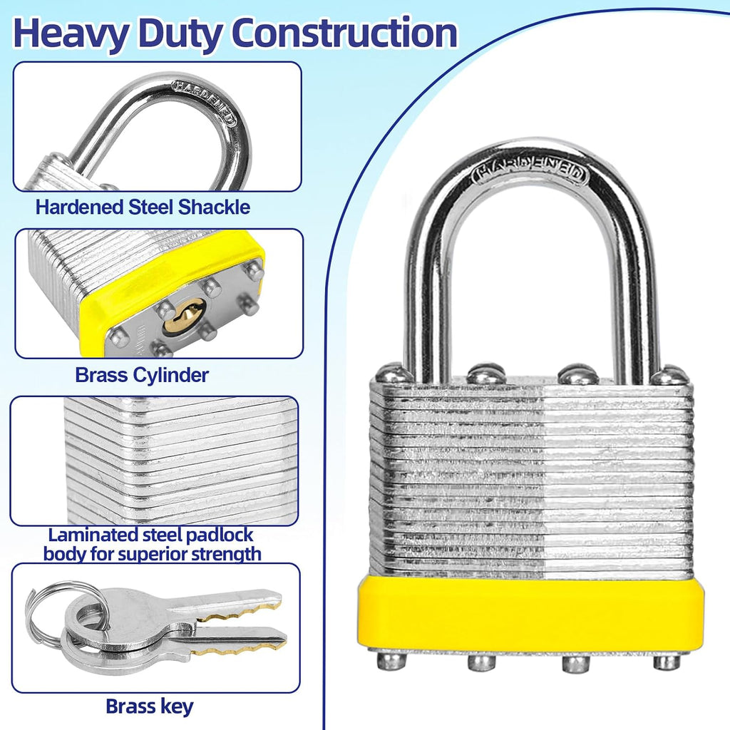 Padlocks with Same Key, LQYN 48 Pcs Laminated Keyed Padlock (1-9/16', 40mm), Keyed Alike Locks, Normal Shackle, for Storage Locker, Hasp Latch, Toolbox, Sheds
