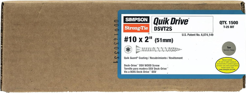 Simpson Strong-Tie DSVT2S Deck-Drive DSV Wood Screw (Collated) #10 x 2 in. T25 6-Lobe, Tan (1500-Qty)