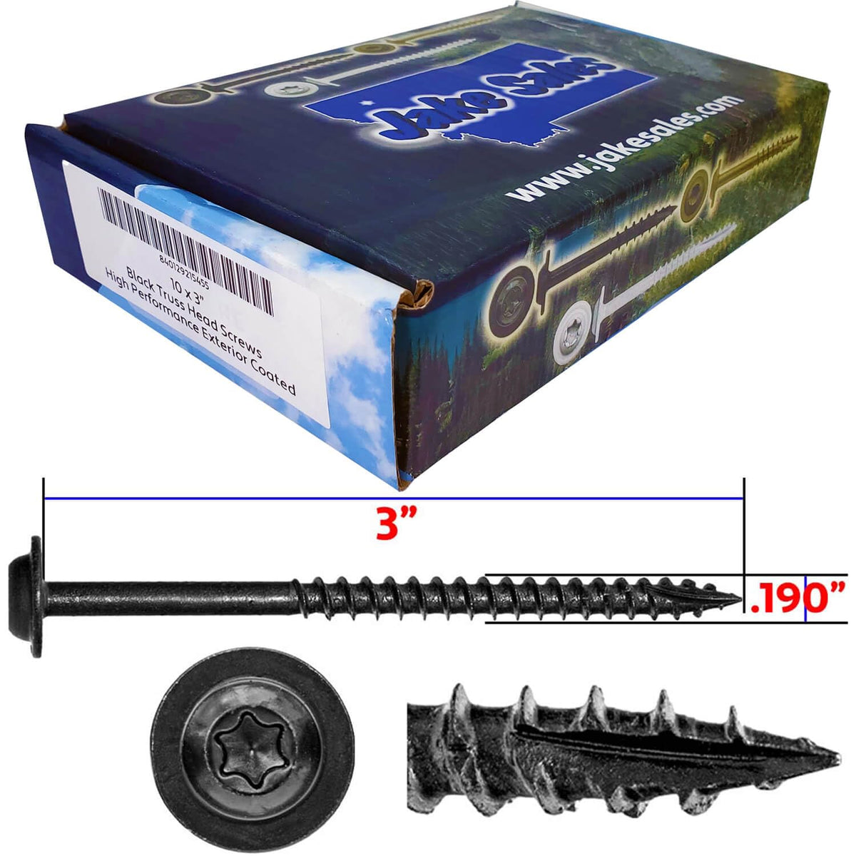 10 x 3 Black Round Truss Head Multipurpose Exterior Coated Modified Cabinet Wood Screw - 5 Pound Case -2,745 Screws