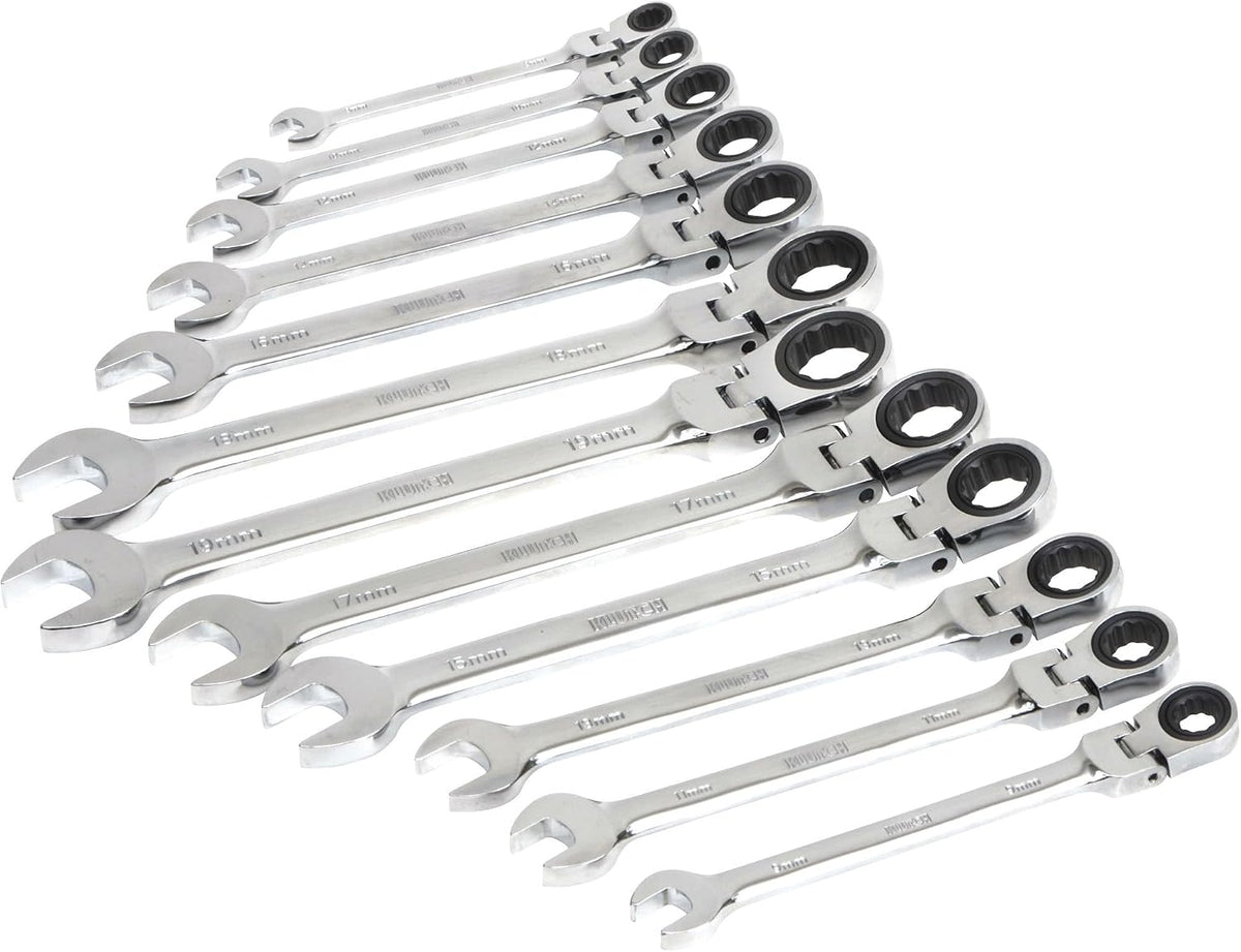 Klutch Flex Ratchet Wrench Set - 12-Pc. Metric, 8mm-19mm