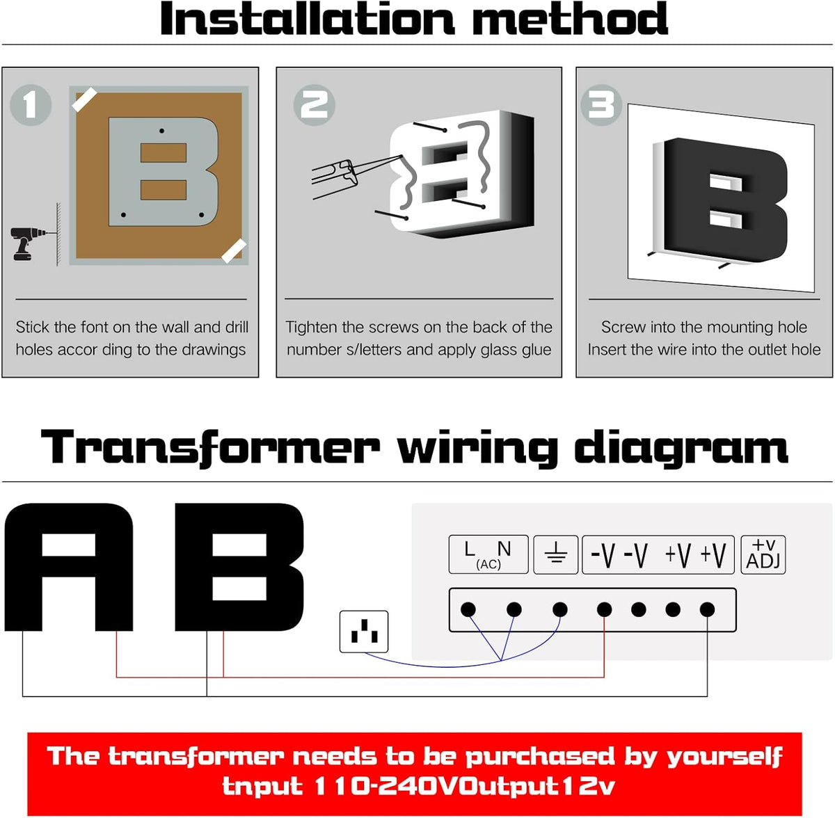 12' Modern LED House Numbers 6000K LED, Lighted House Address Numbers, Illuminated LED Address Numbers For House, LED House Numbers Signs For Outside,2