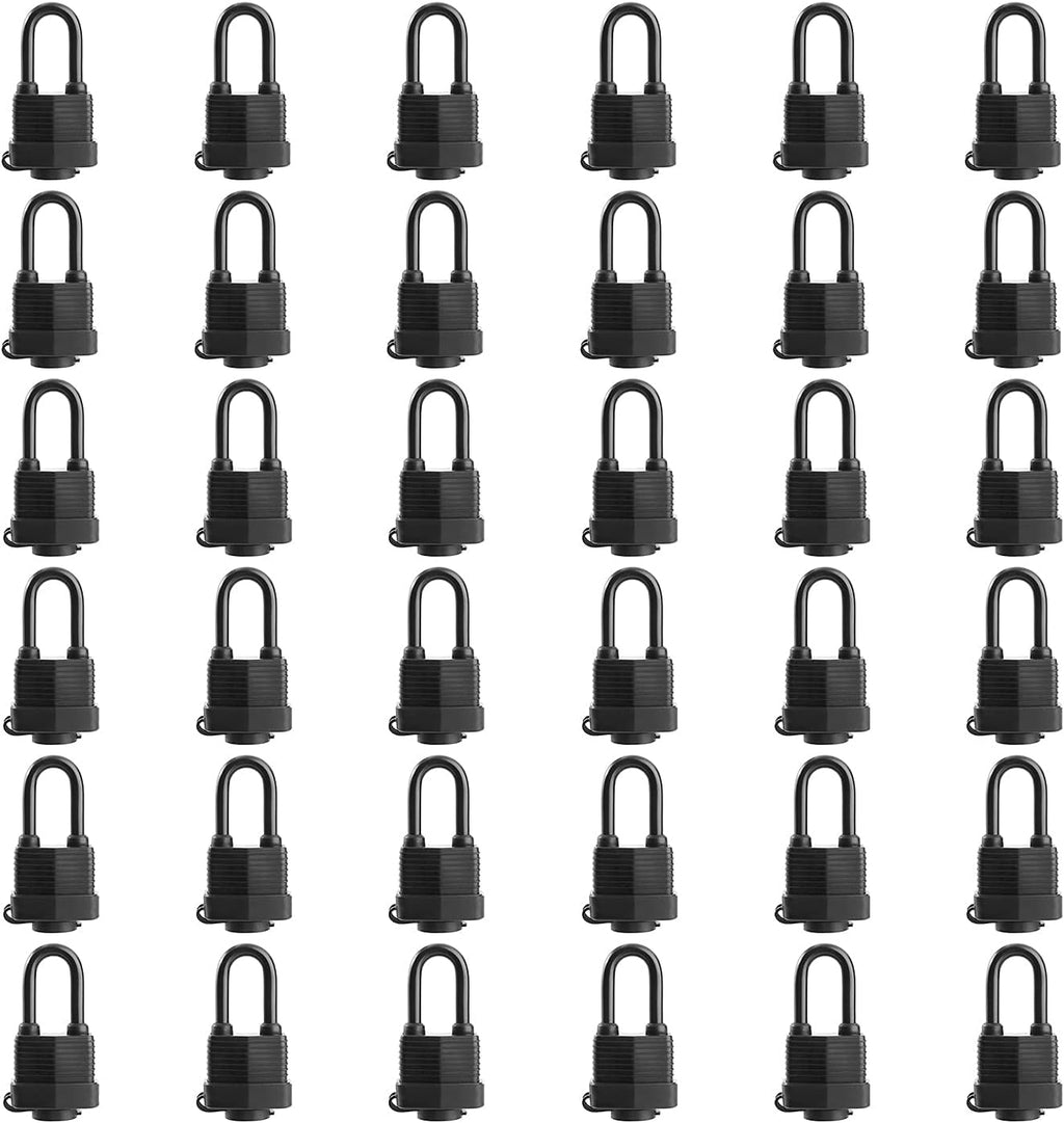 SafiSwords Waterproof Padlocks Keyed Alike for Outdoor use, Covered Heavy Duty Laminated Steel Lock, 1-9/16 Inch. Wide, Long Padlock, Pack of 36
