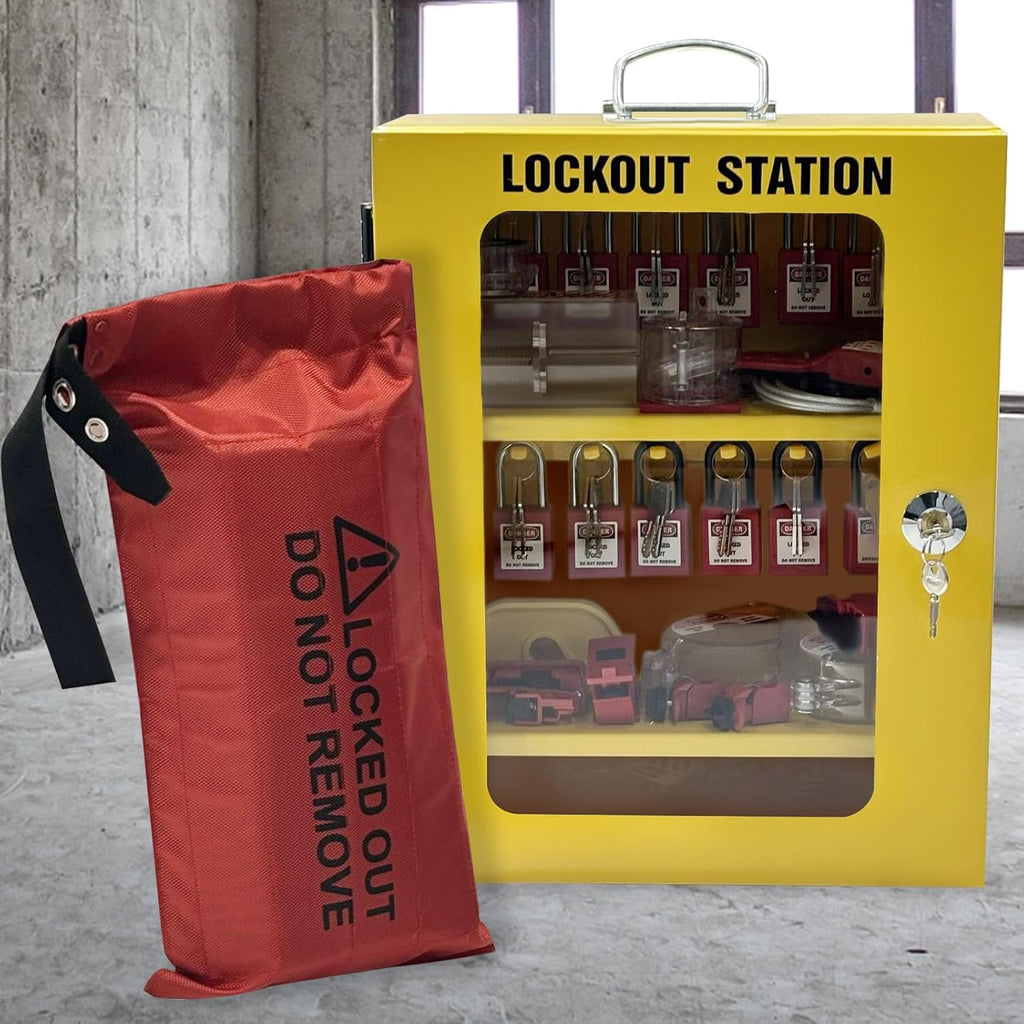 BULANGD 120 Pieces Lockout Tagout Station Loto Kit, Safety Padlocks, Lockout Hasp, Lock Out Tags, Circuit Breaker Lock, Cable Lock, Plug Lock Lockout Tagout Cabinet