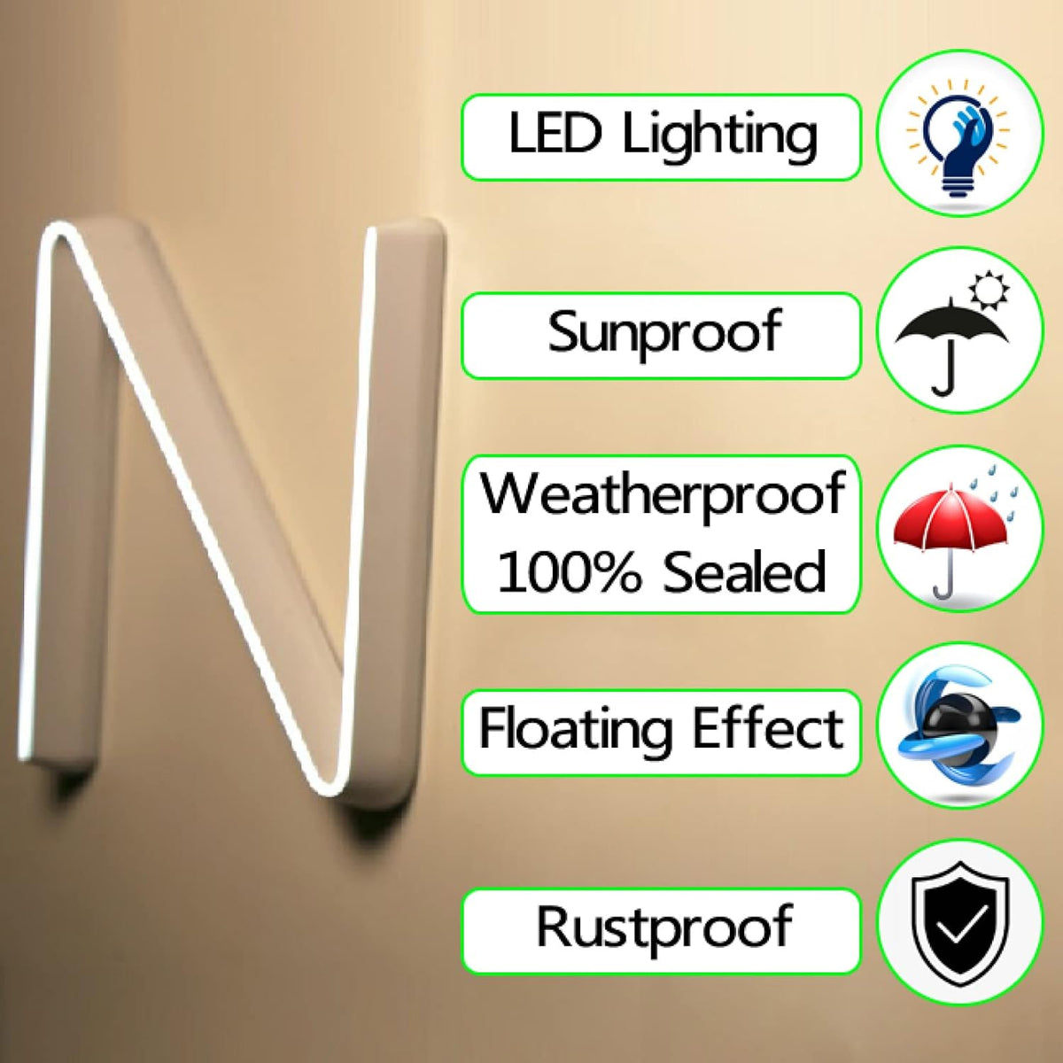 14' Modern Illuminated Address Numbers Signs For House, Stainless Steel Hand-Polished For House Address Signs, Waterproof Lighted House Numbers For Outside,O