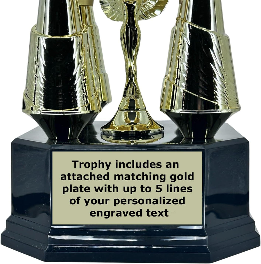 Express Medals Various Sport Giant 54 Inch Tall 19 Inch Wide 4 Post Column Gold Red or Blue Trophy Cup Award Includes Attached Plate with up to 5 Lines of Your Custom Engraved Text. Weighs 11 lbs.
