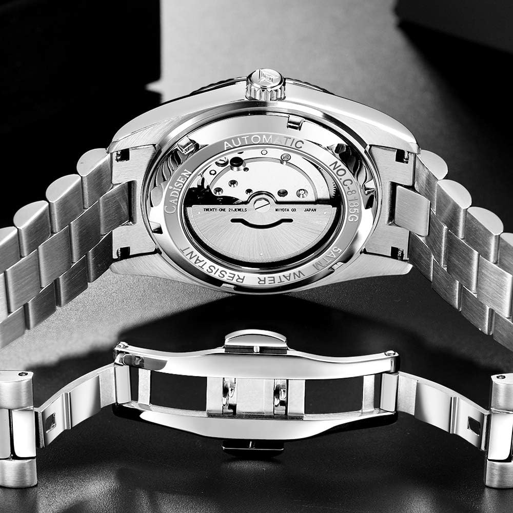 CADISEN Men's Automatic MIYOTA 8285 Mechanical Watch Casual Watches for Men Waterproof Sapphire