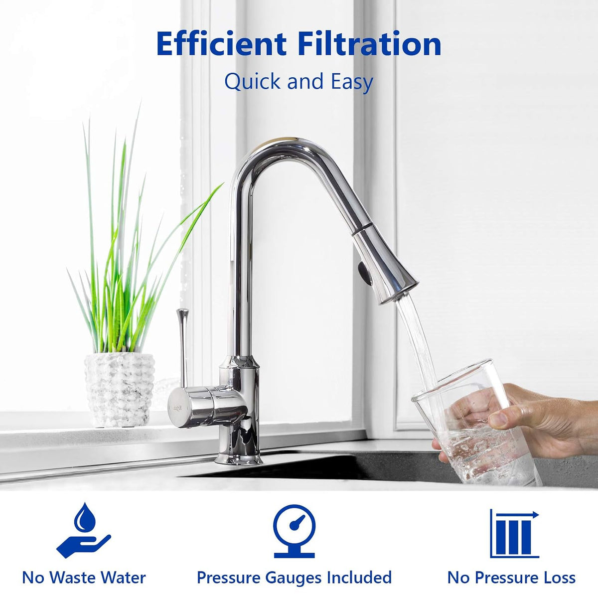 Express Water Whole House Water Filter, 1 Stage Home Water Filtration System, Carbon Filter, Includes Pressure Gauges, Easy Release, and 1 Inch Connections.