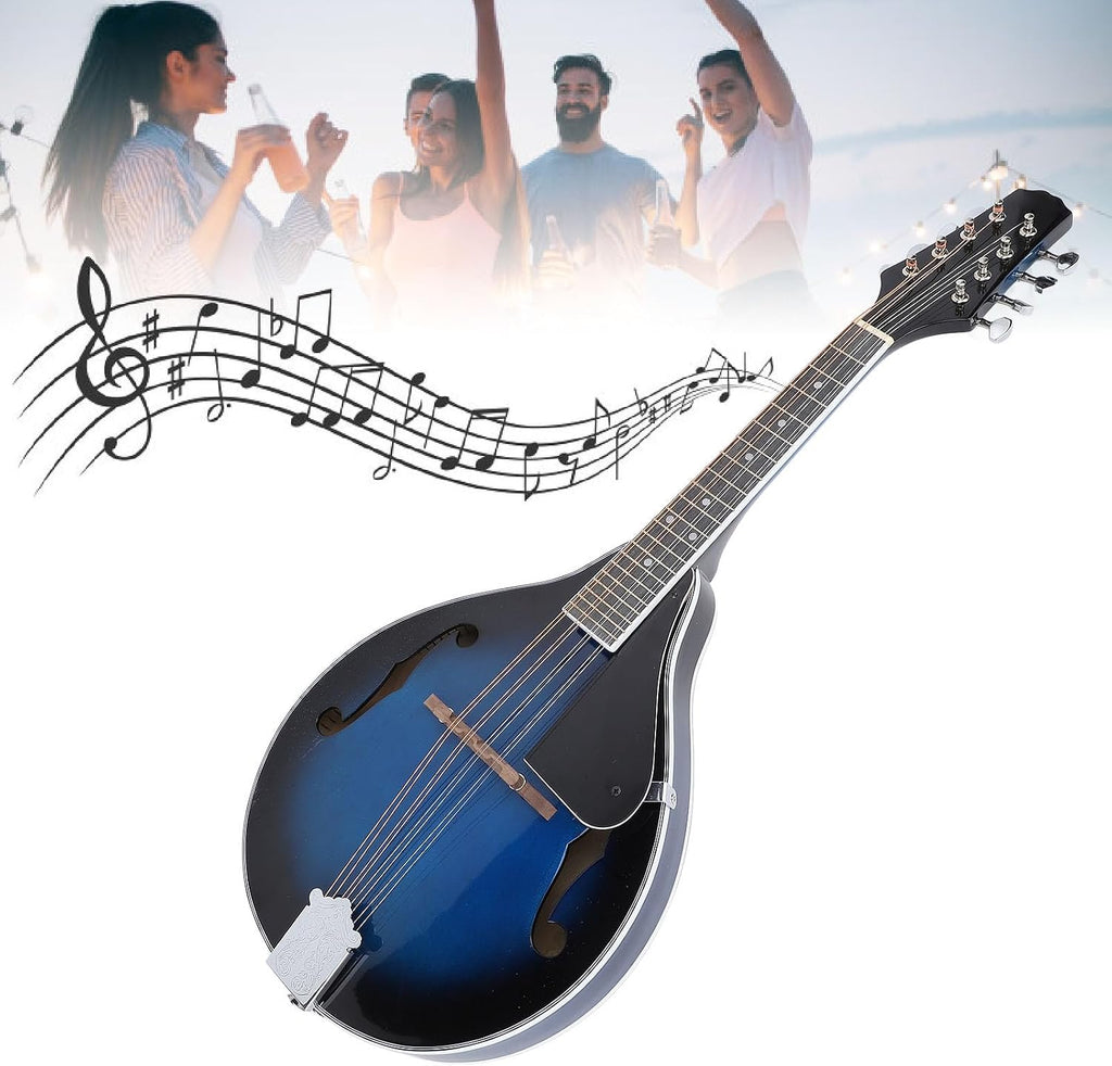 A Style Mandolin, 8 String Acoustic Mandolin Instrument with Tuner, Rosewood Mandolin Musical Instrument for Professionals, Beginners, Adults, Teens, Youth, Kids, Band Performance