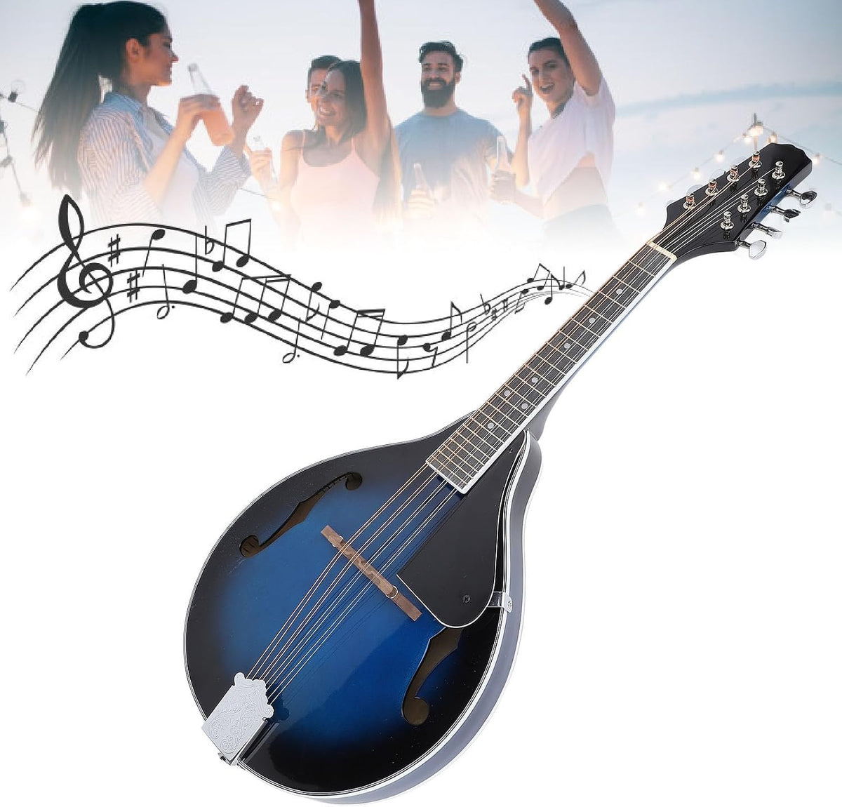 A Style Mandolin, 8 String Acoustic Mandolin Instrument with Tuner, Rosewood Mandolin Musical Instrument for Professionals, Beginners, Adults, Teens, Youth, Kids, Band Performance