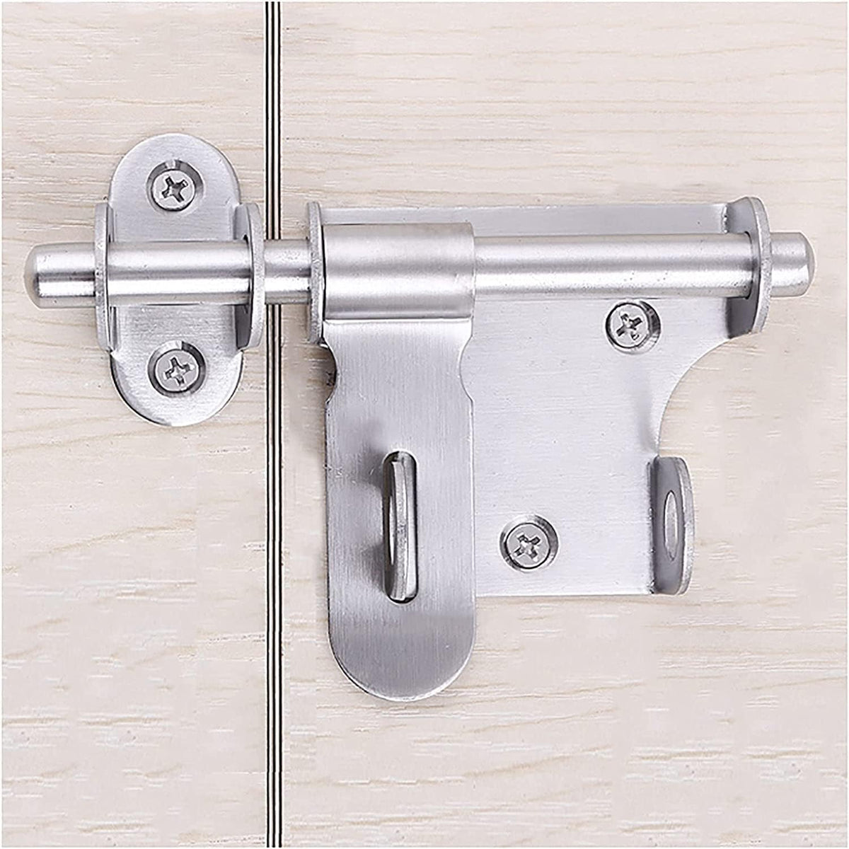 Barrel Slide Door Bolts 2 Pack Thickened Stainless Steel Heavy Duty Hasp Latch with Padlock Hole and Screws(4 inches)