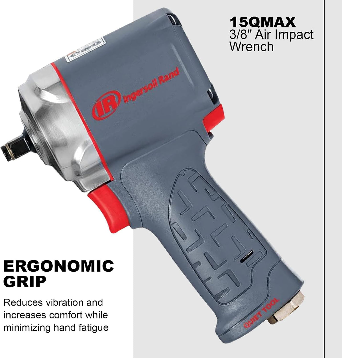 Ingersoll Rand 15QMAX 3/8' Air Impact Wrench, Quiet, Ultra Compact, 475 ft-lbs Nut-busting Torque,