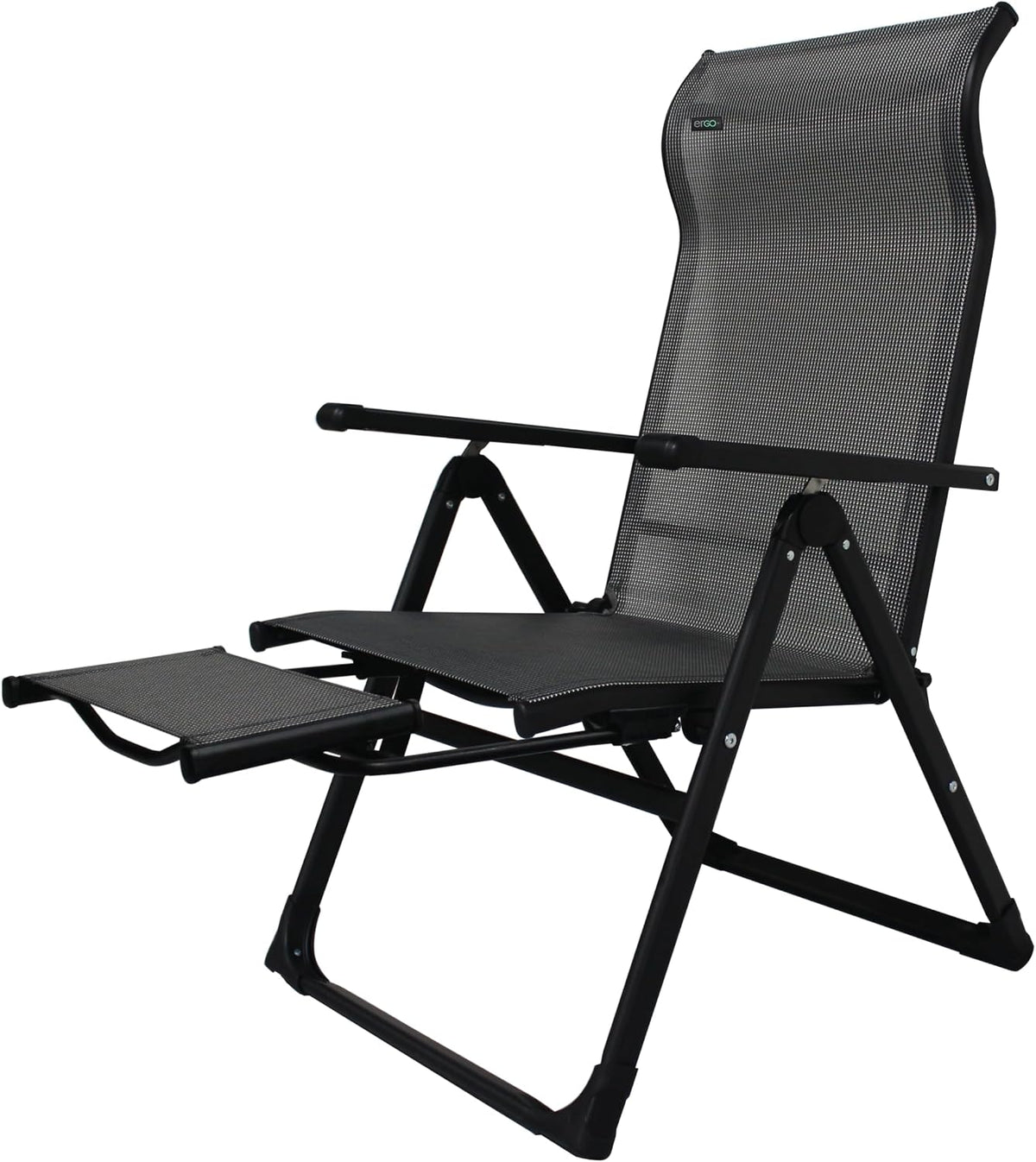 Caravan Sports Ergo+ - Adjustable Outdoor Patio Camping Lounge with Footrest & Headrest, Steel Frame Weather-Resistant Fabric – Folding Outdoor Chair