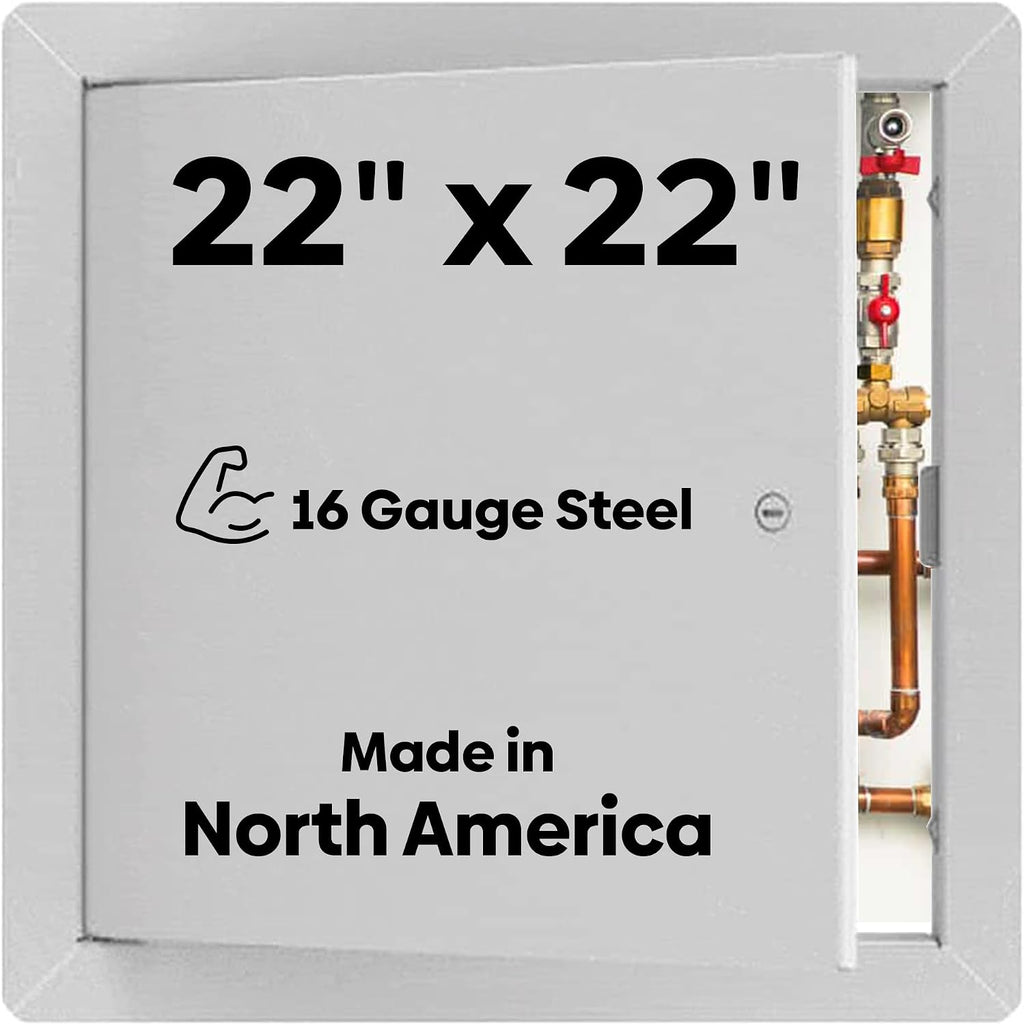 BEST BA-AHD 22' x 22' Metal Access Panel with Concealed Pin Hinge, LEED Compliant 16-Gauge Steel Access Door for Non-Rated Drywall/Ceilings, White Drywall Panel with Rounded Corners, Screwdriver Latch