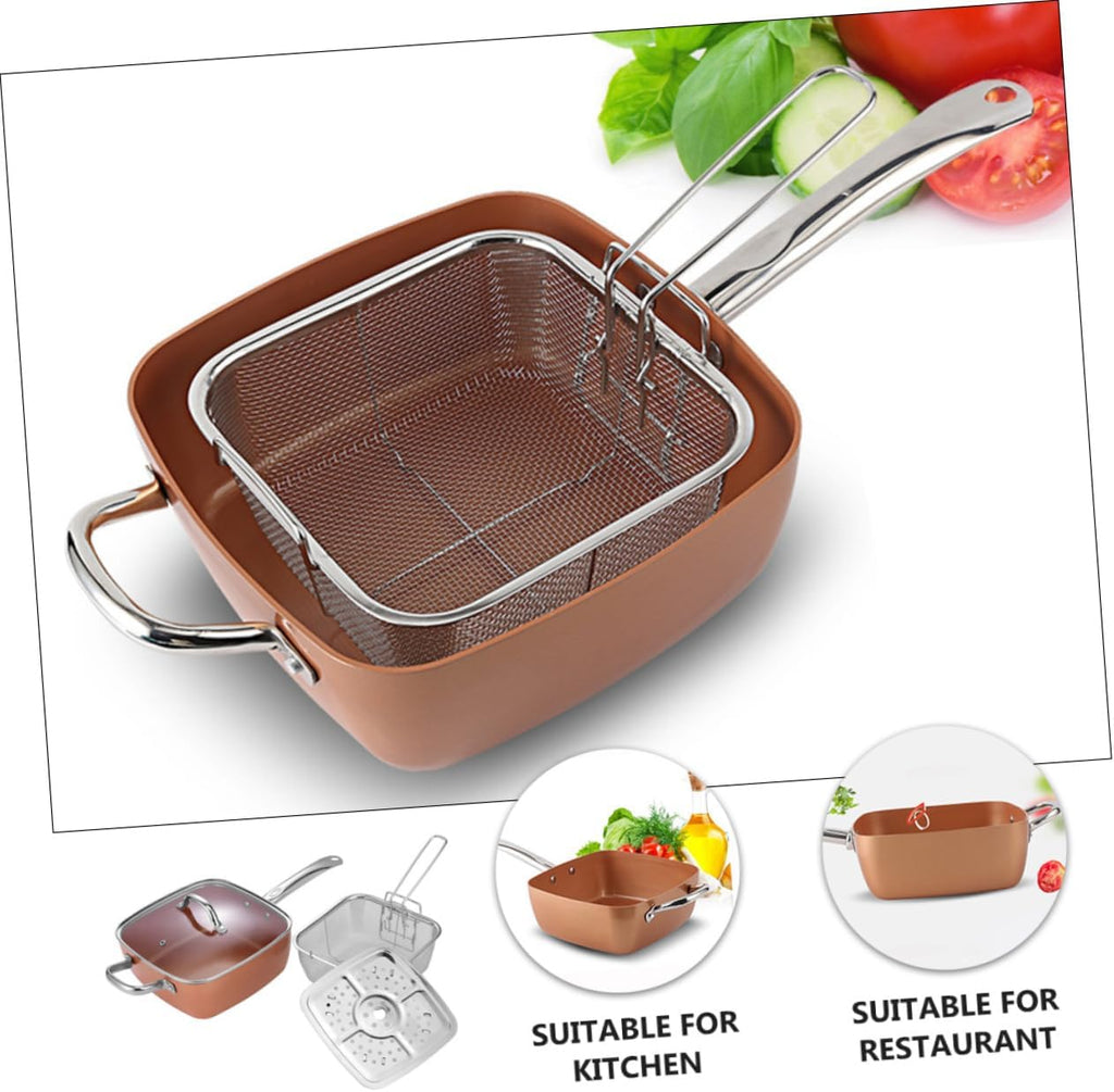 LIFKOME Chef Cookware Set Non Stick Deep Pan Steam Rack Frying Basket Cookware Accessories