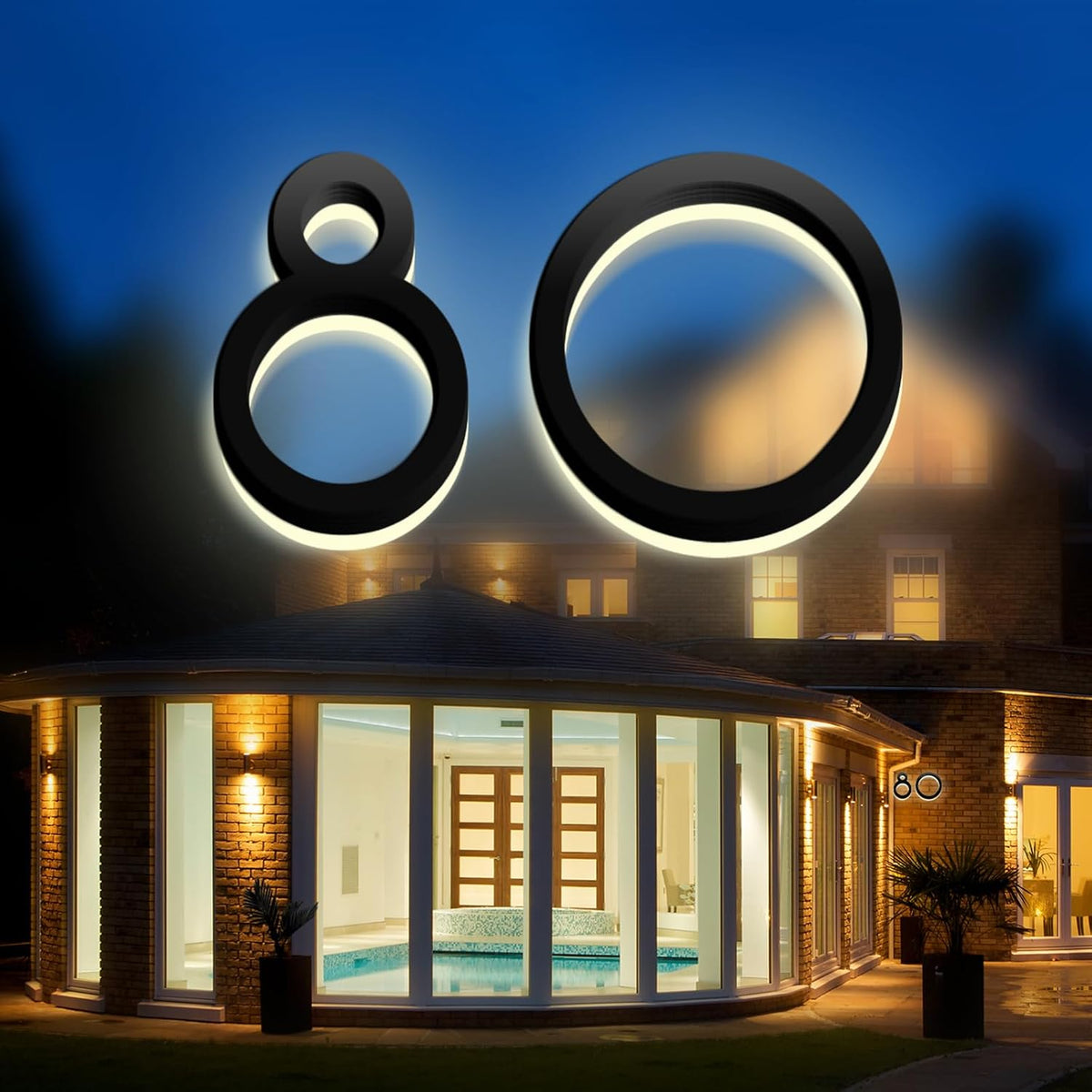 Illuminated House Numbers, Backlit LED 3000K Illuminated Home Address Number, Large Lighted House Number For Outside Yard, Modern Address Numbers.