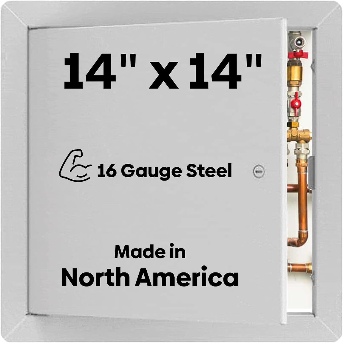 BEST BA-AHD 14' x 14' Metal Access Panel with Concealed Pin Hinge, LEED Compliant 16-Gauge Steel Access Door for Non-Rated Drywall/Ceilings, White Drywall Panel with Rounded Corners, Screwdriver Latch